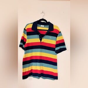 Vintage Lacoste Devanlay Striped Polo Size 6 Made in France Rugby Shirt